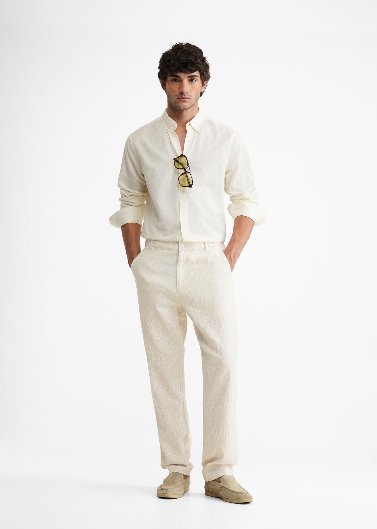 Ivory Geometric Jacquard Pant
