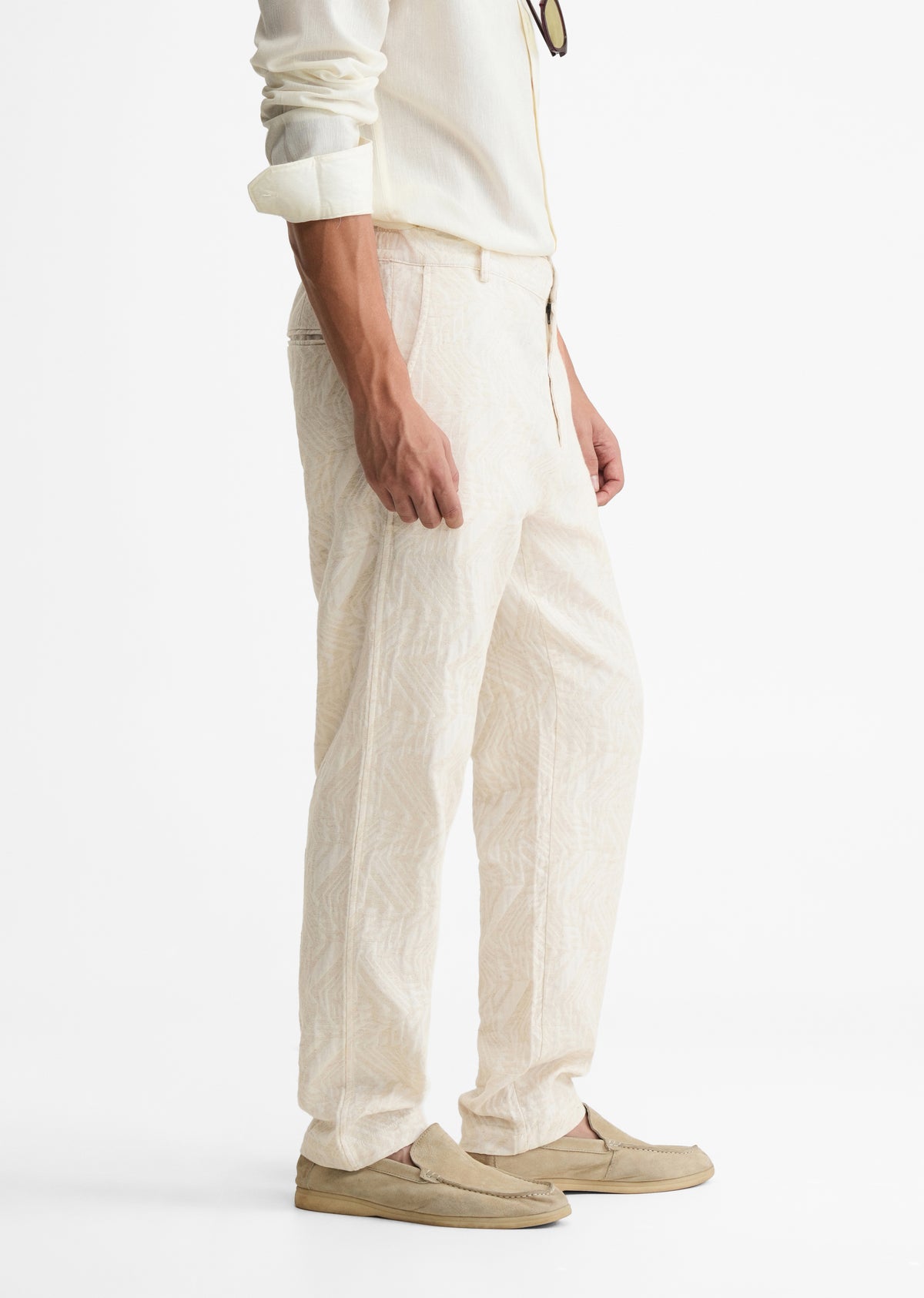 Ivory Geometric Jacquard Pant
