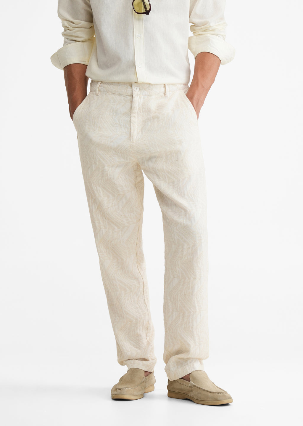 Ivory Geometric Jacquard Pant