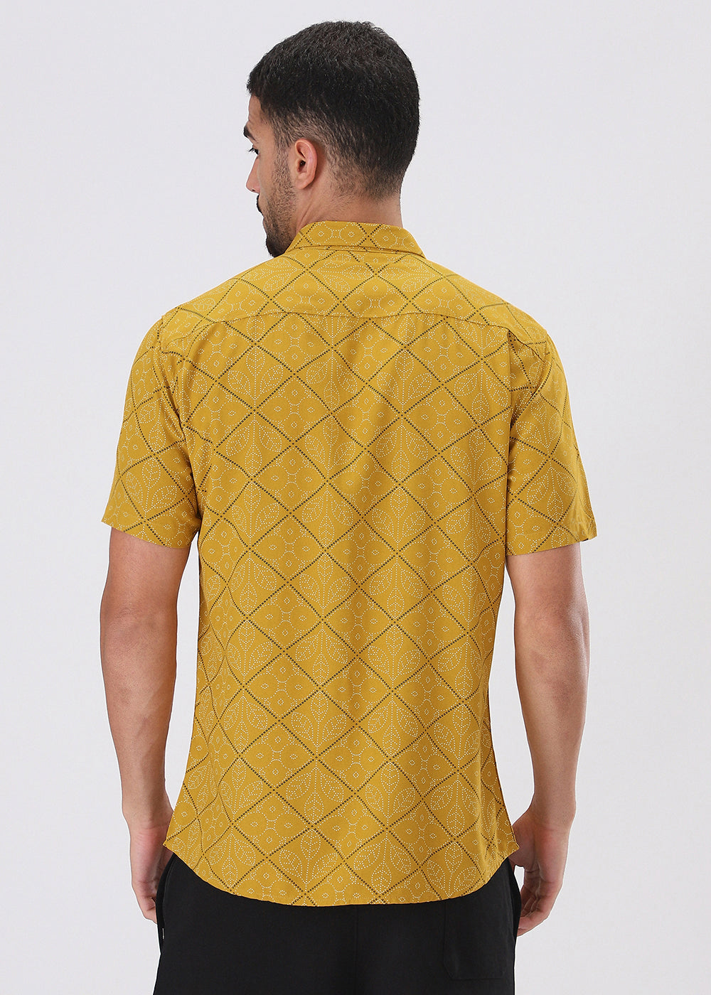 Jacquard Leaf Print Half Sleeve Shirt