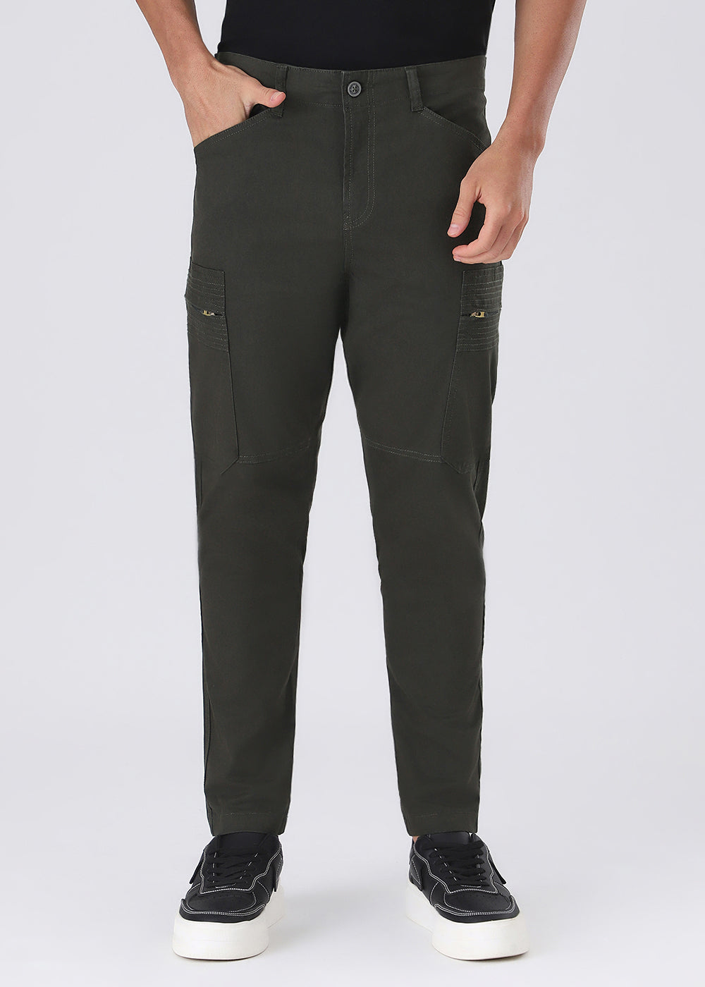 Jade Green Zip Cargo Pants