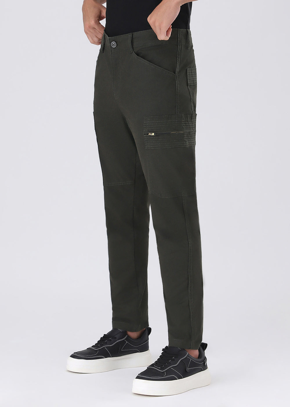 Jade Green Zip Cargo Pants