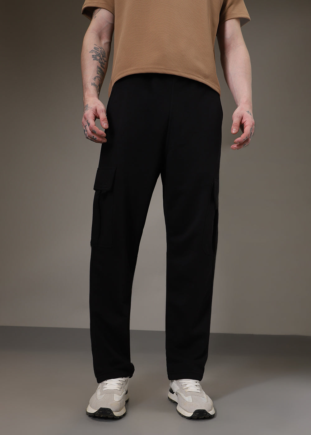 Jet Black Cargo Joggers