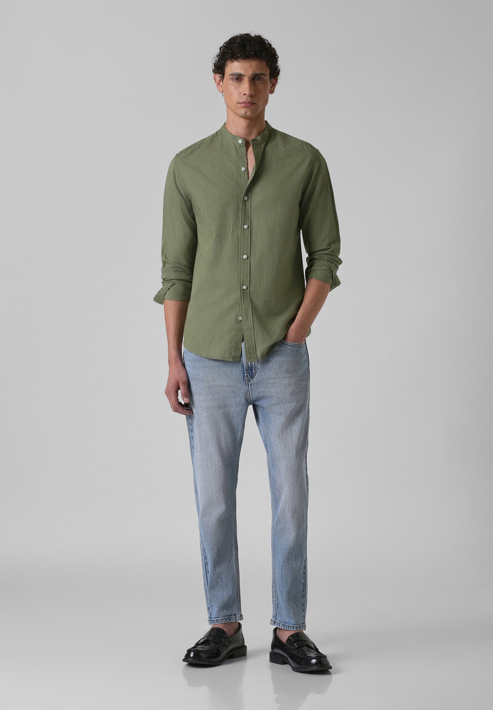 Kelly Green Cotton Linen Shirt