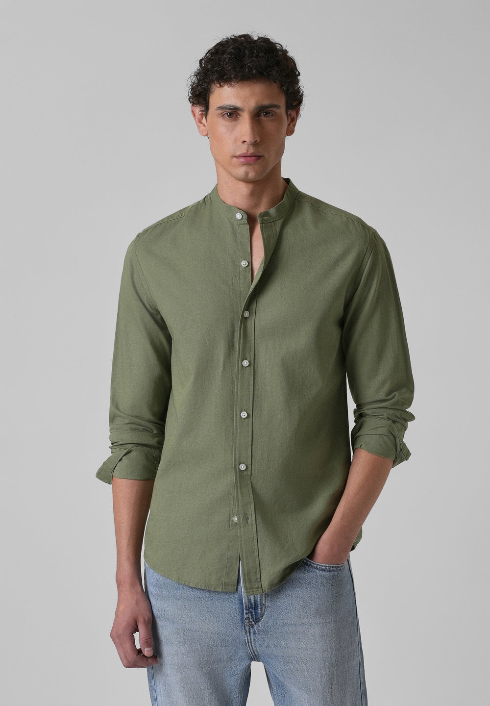 Kelly Green Cotton Linen Shirt