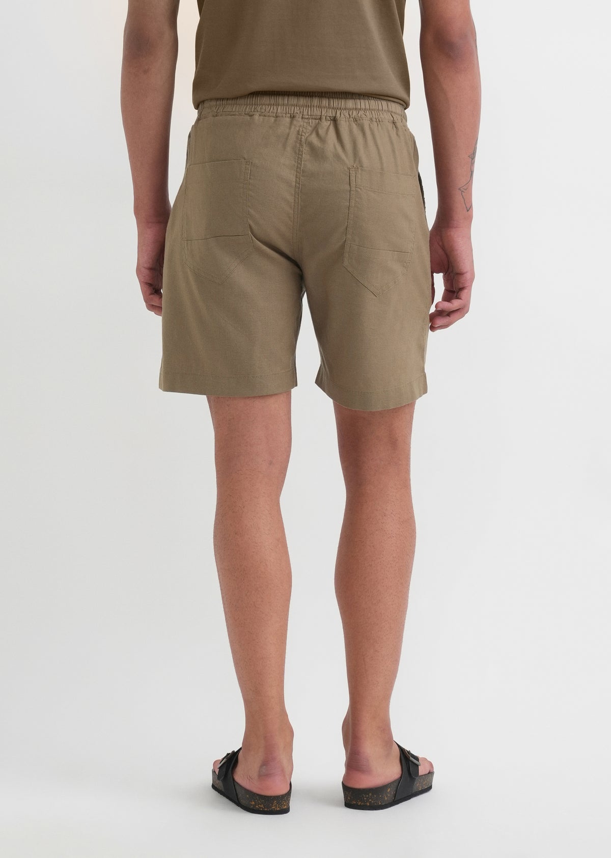 Khaki Cotton Blend Shorts