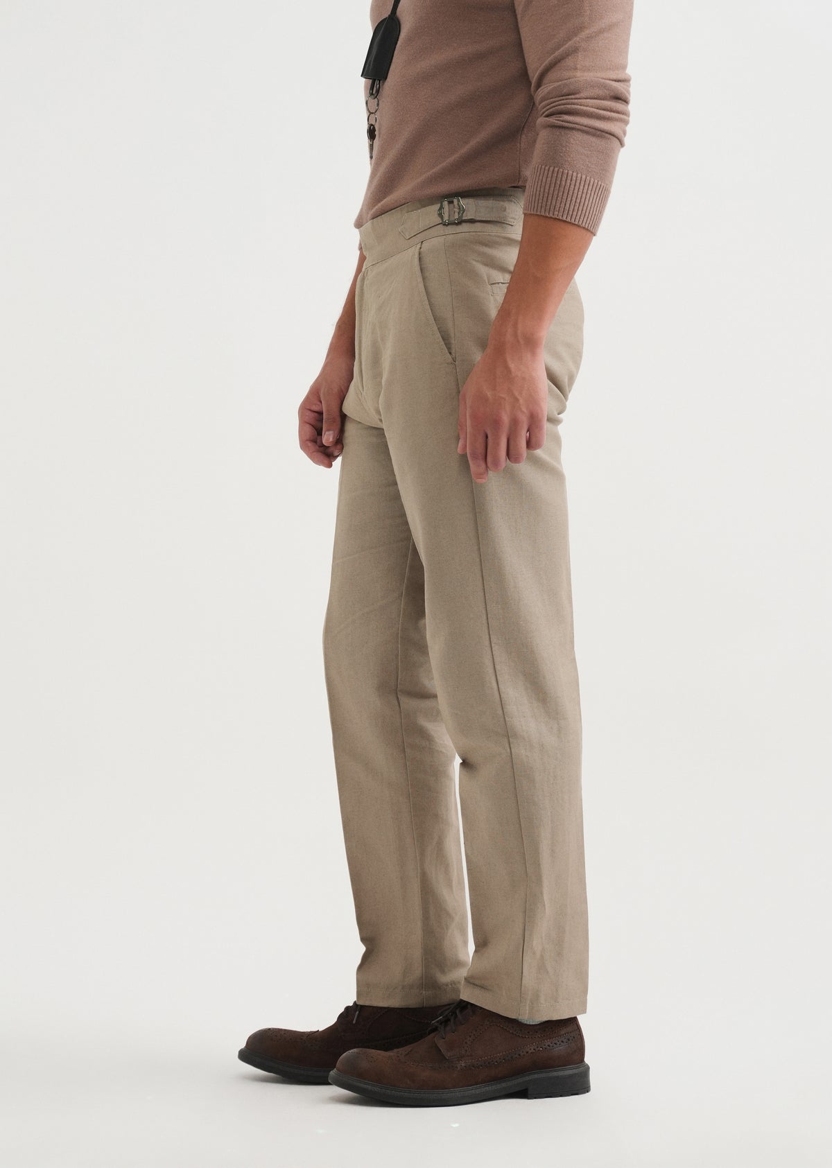 Khaki Cotton Linen Gurkha Pant