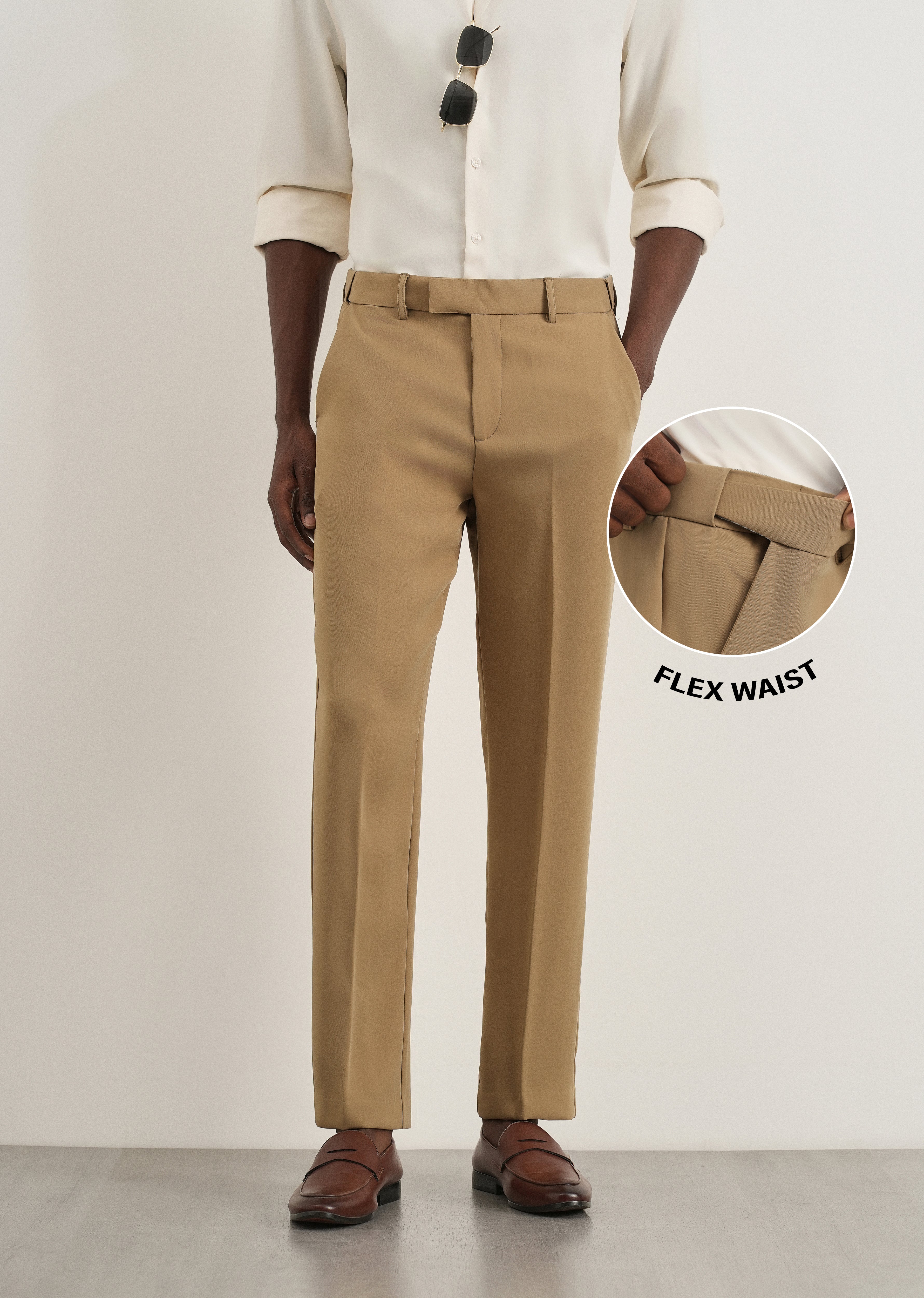 Khaki Flex Waist Slim Fit Trouser
