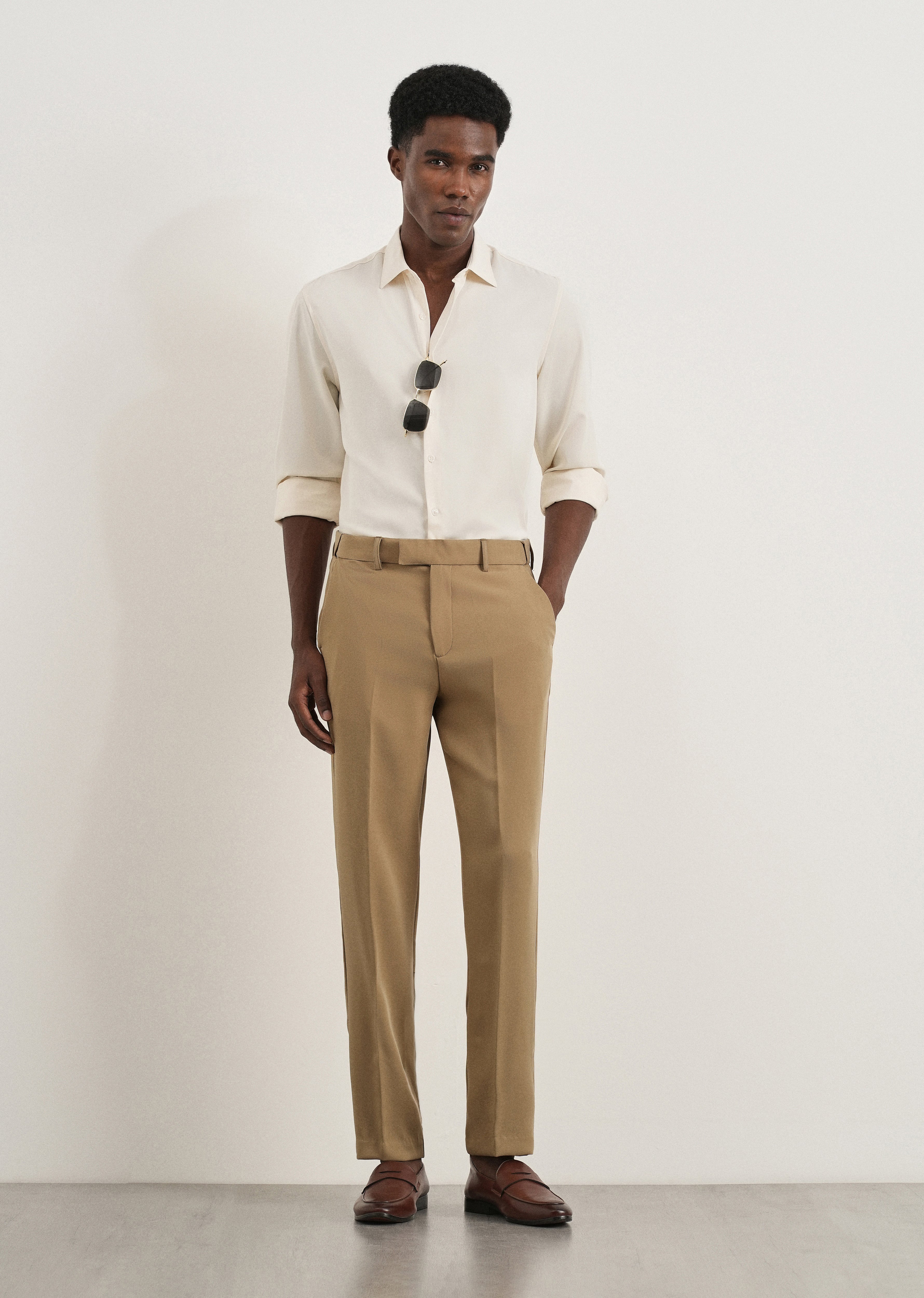 Khaki Flex Waist Slim Fit Trouser