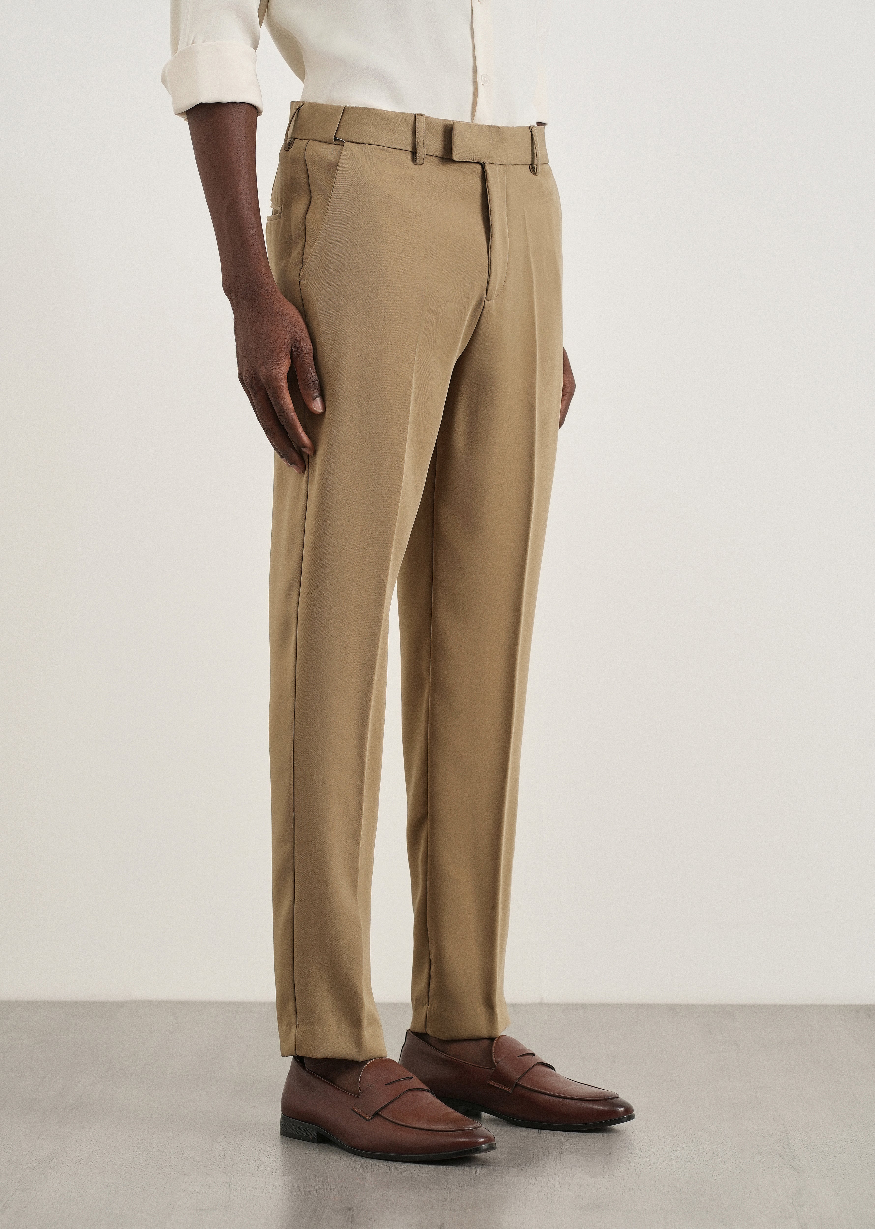 Khaki Flex Waist Slim Fit Trouser