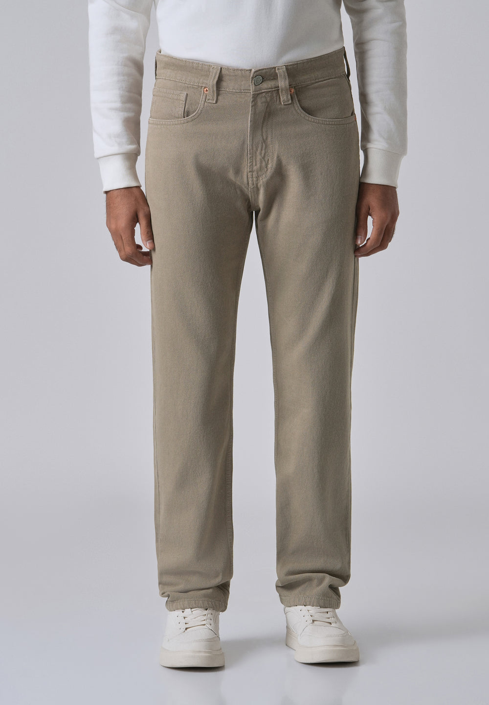 Khaki Green Straight Fit Denim