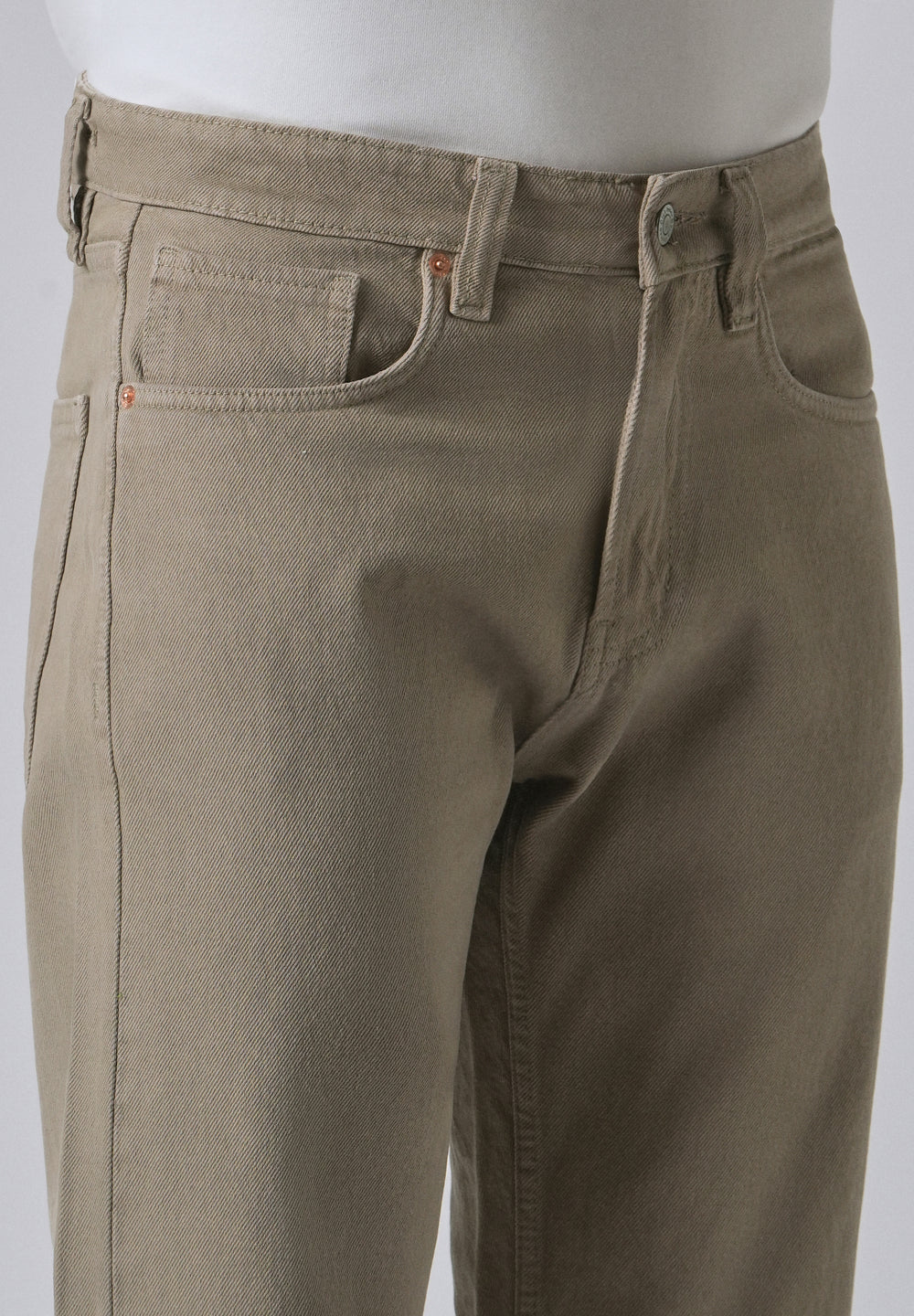 Khaki Green Straight Fit Denim