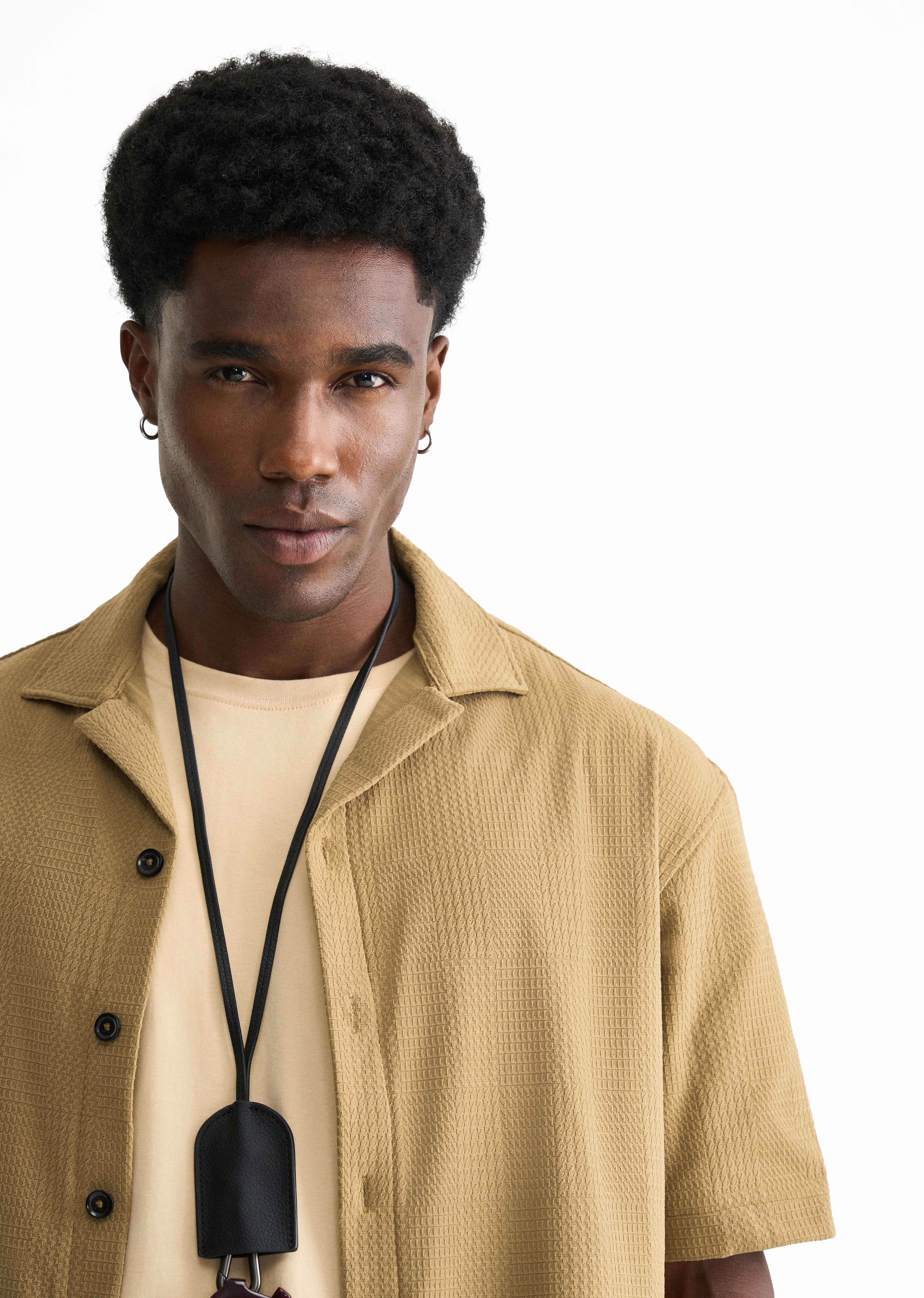 Khaki Textured Knitted Shirt