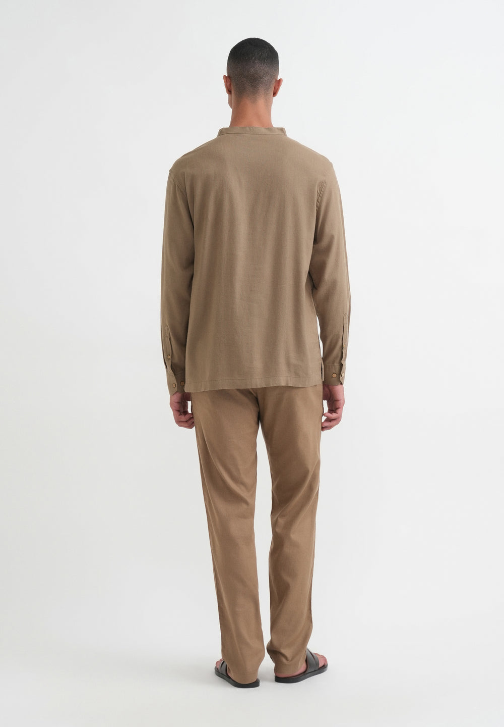 Khaki Mandarin Collar Kurta Shirt