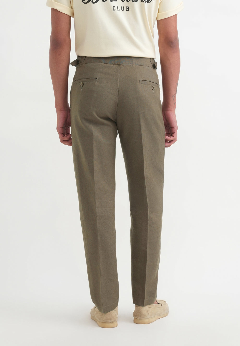 Khaki Olive Cotton Linen Gurkha Pant