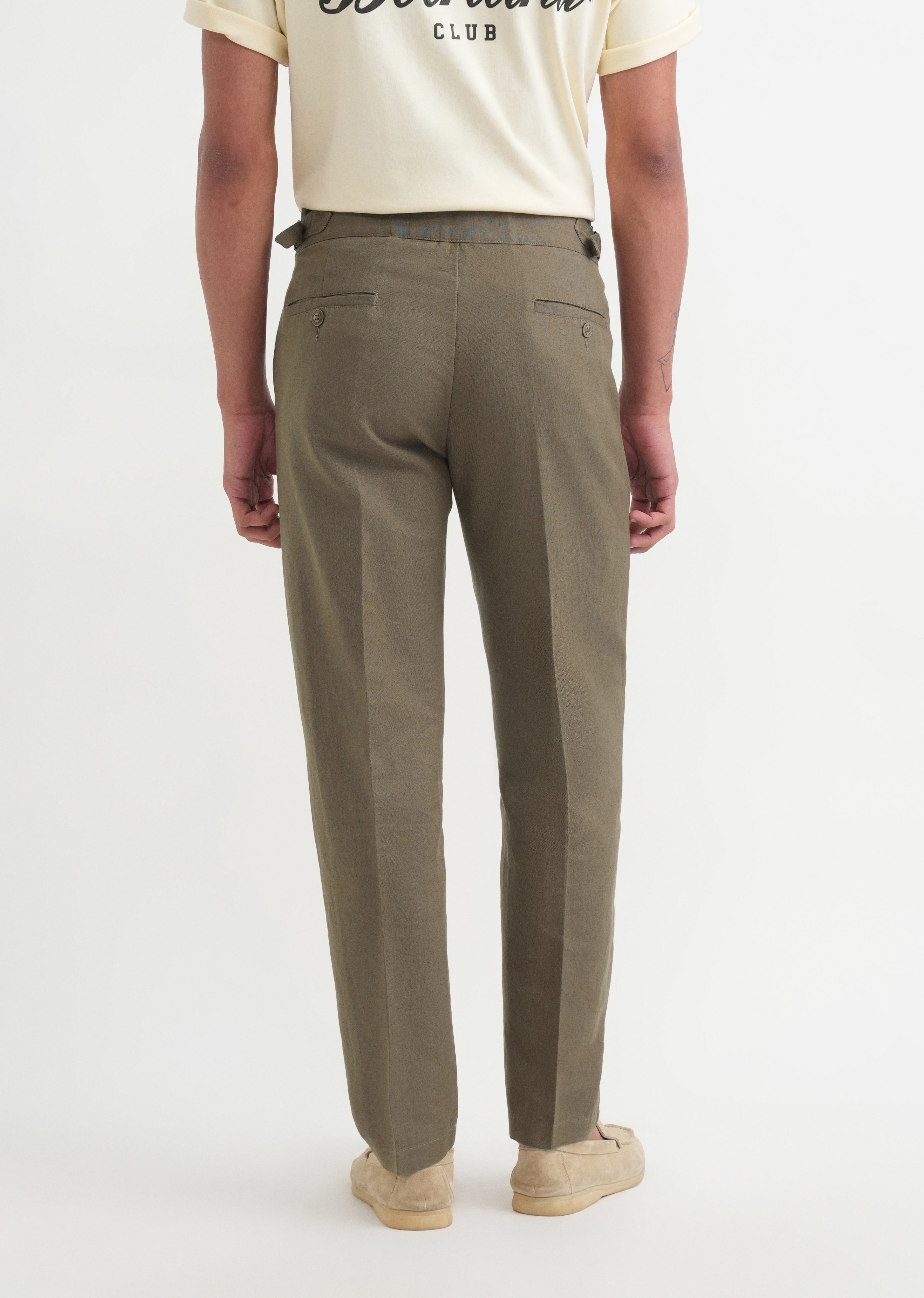 Khaki Olive Cotton Linen Gurkha Pant