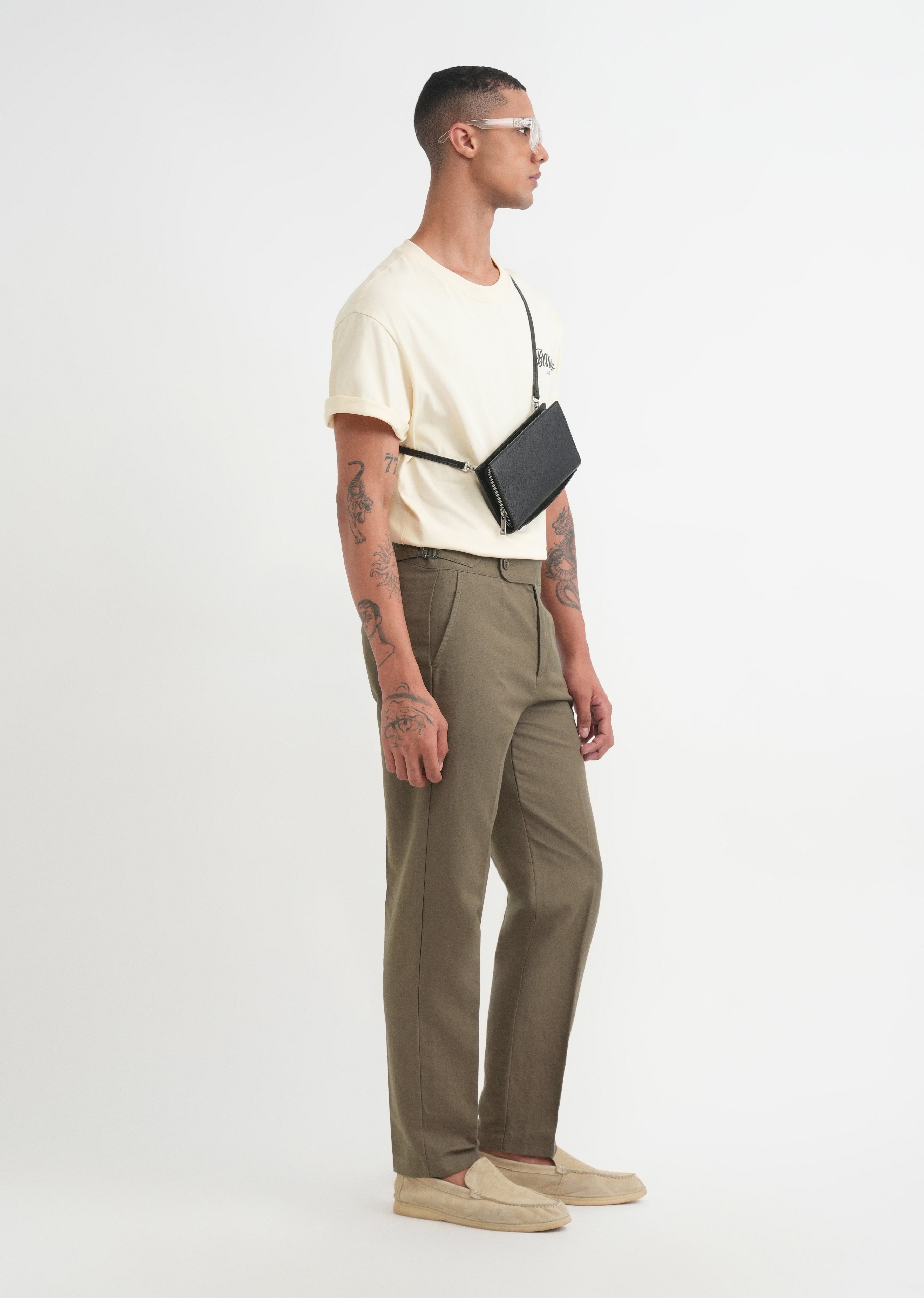 Khaki Olive Cotton Linen Gurkha Pant