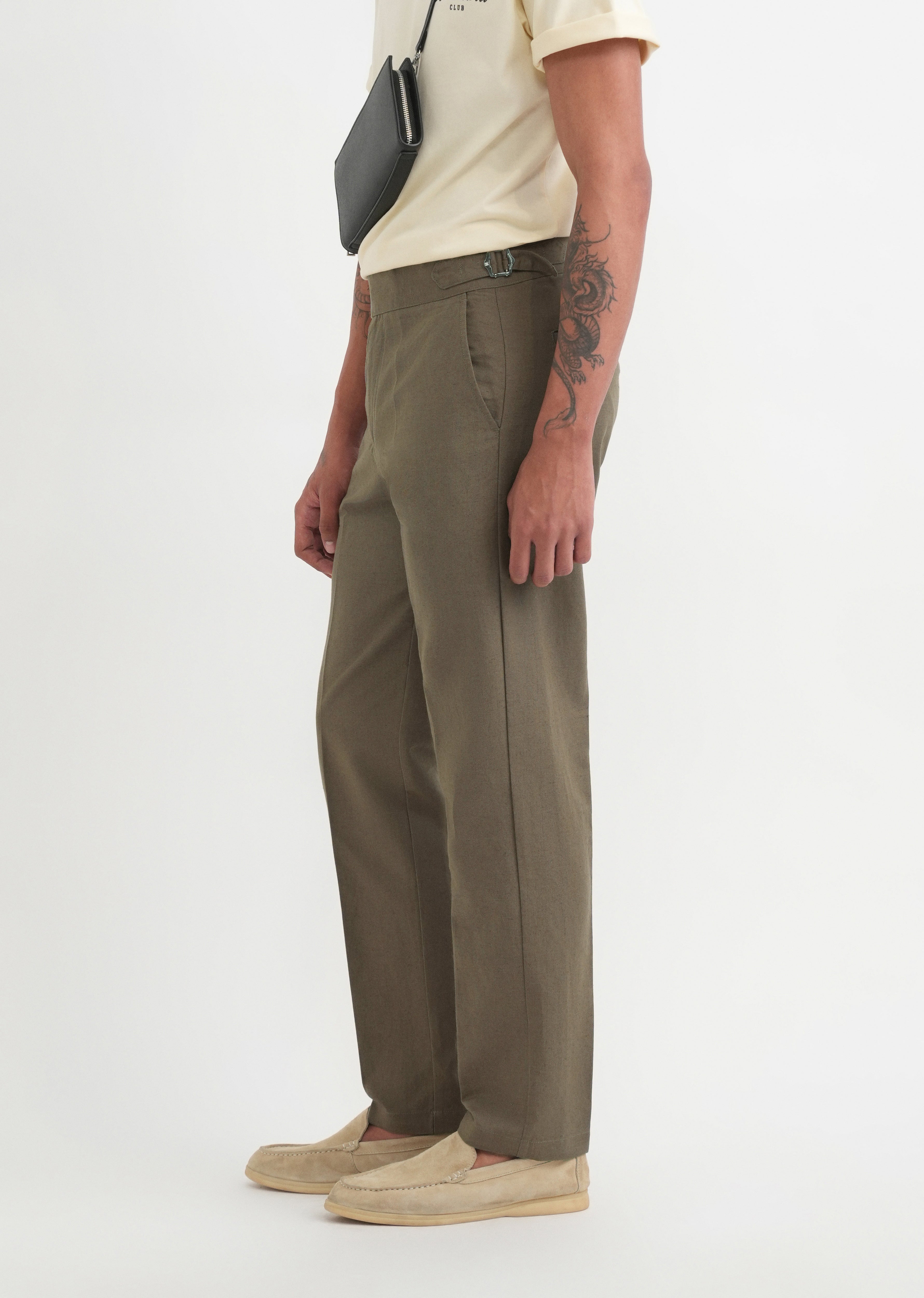 Khaki Olive Cotton Linen Gurkha Pant