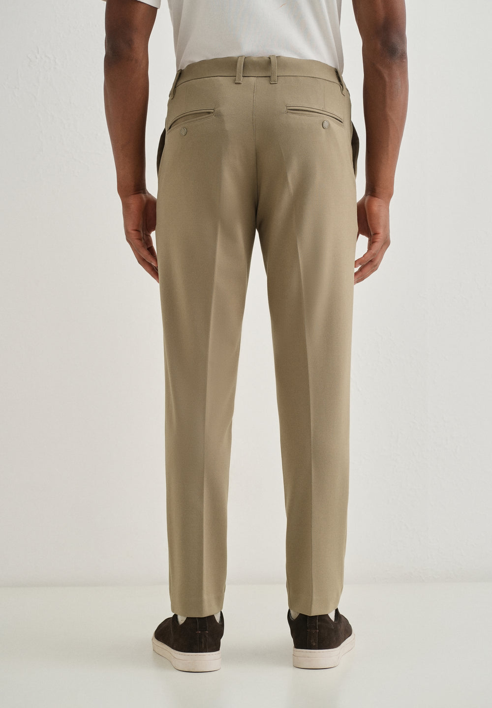 Khaki Semi Elasticated Slim Fit Trouser