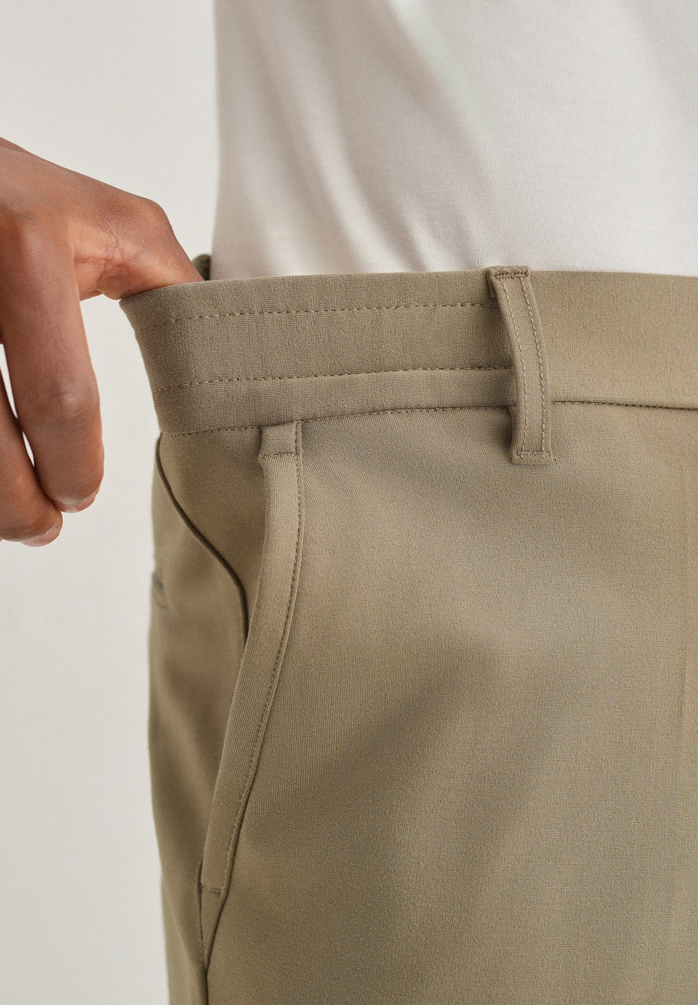 Khaki Semi Elasticated Slim Fit Trouser