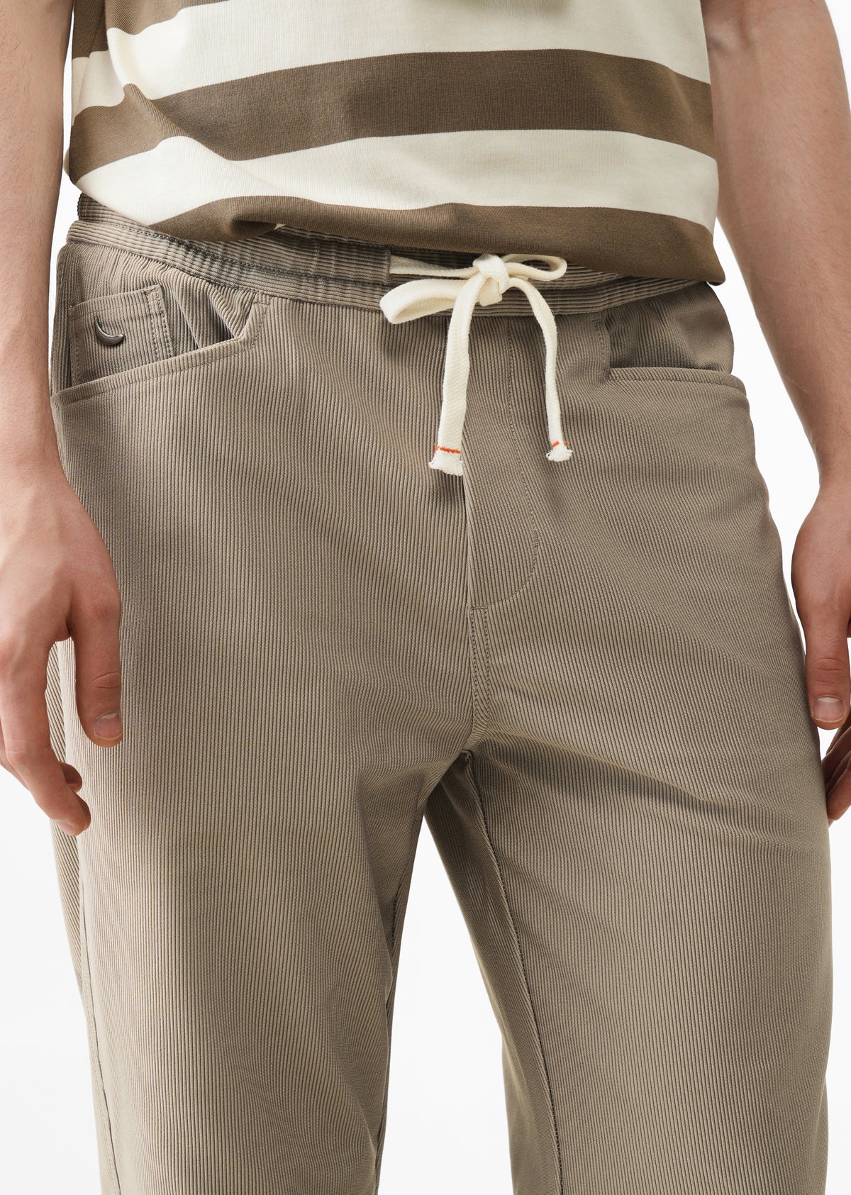 Khaki Straight Fit Corduroy Pants
