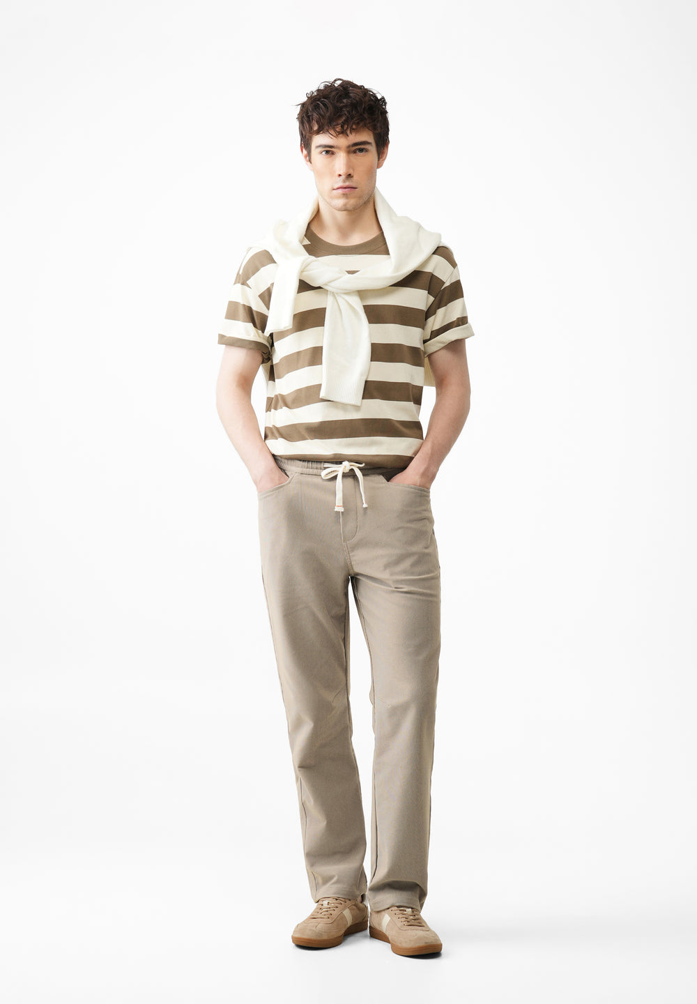 Khaki Straight Fit Corduroy Pants