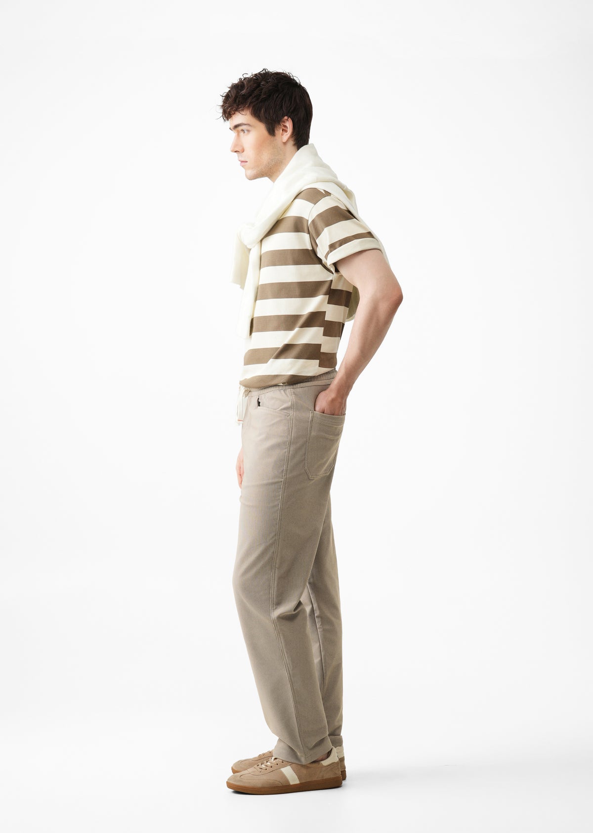 Khaki Straight Fit Corduroy Pants