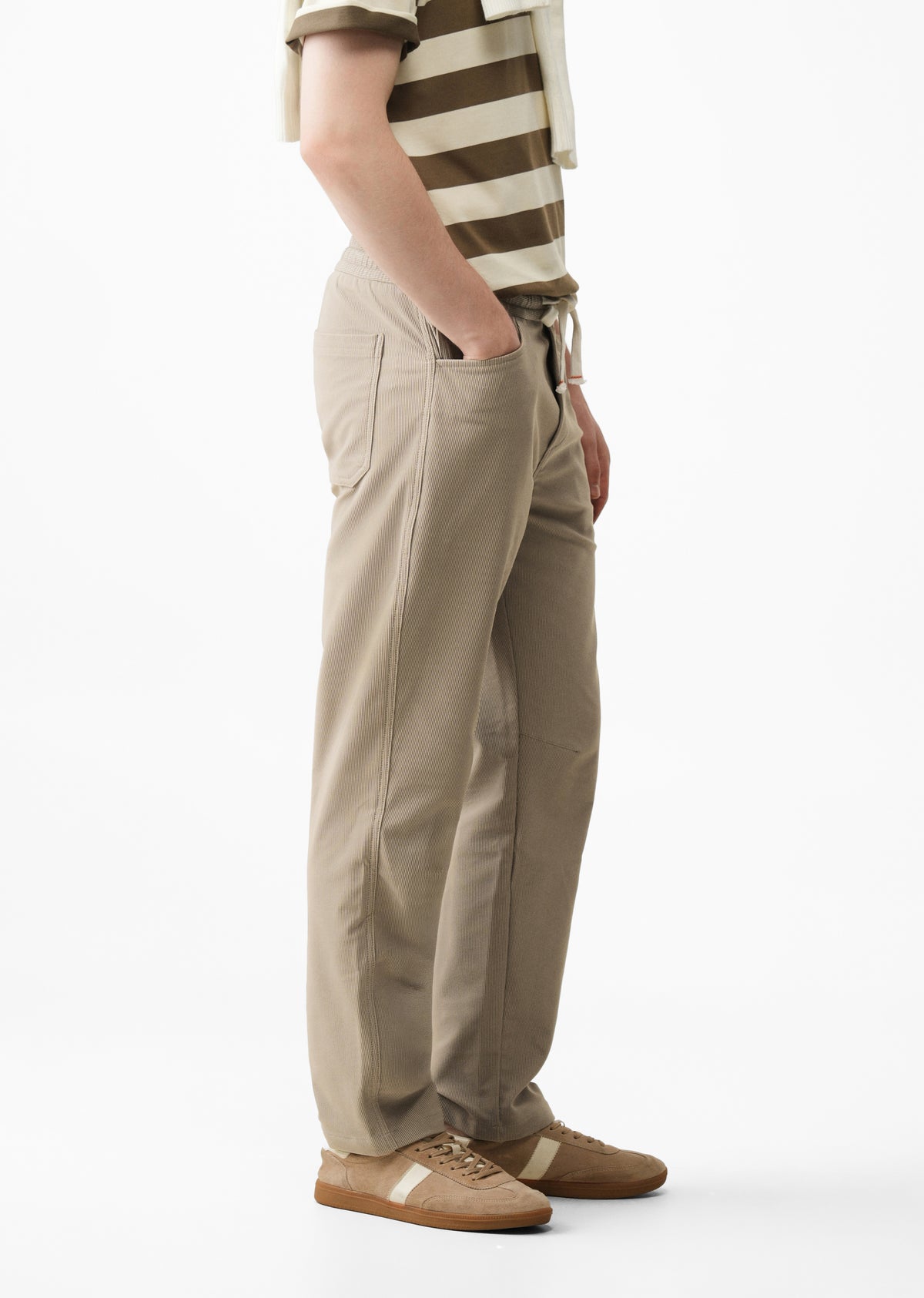 Khaki Straight Fit Corduroy Pants