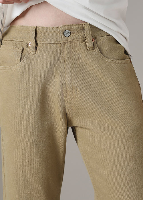 Khaki Straight Fit Denim