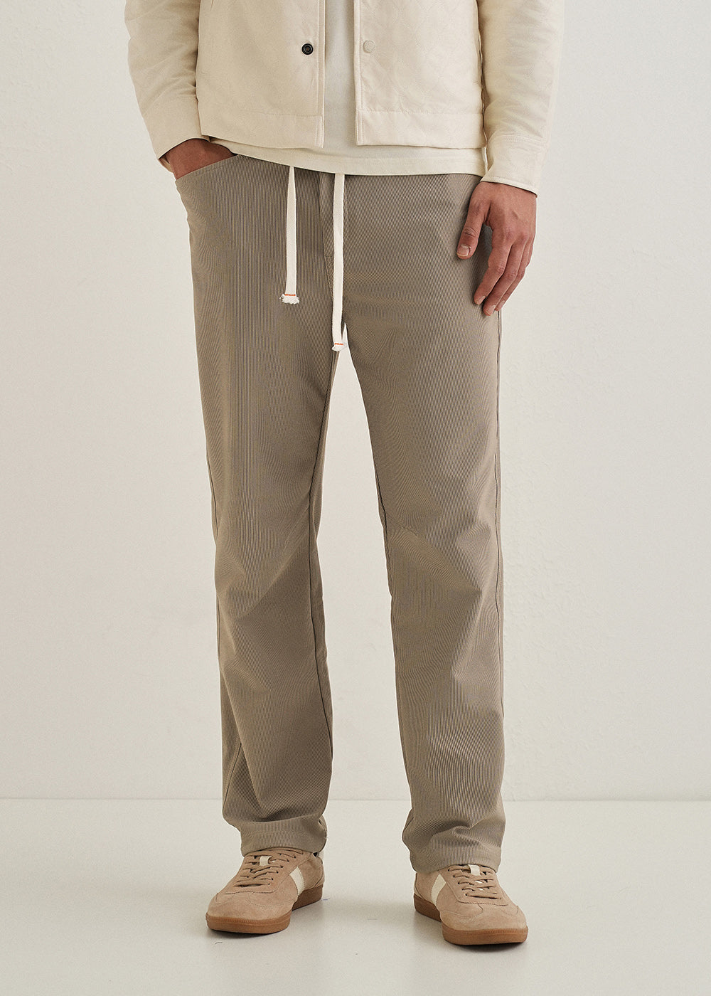 Khaki Straight Fit Corduroy Pants