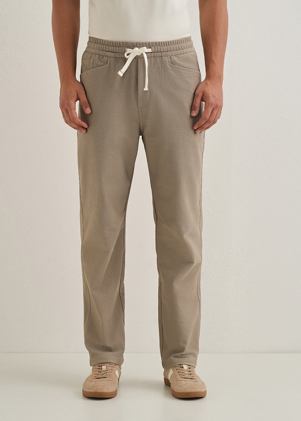 Khaki Straight Fit Corduroy Pants