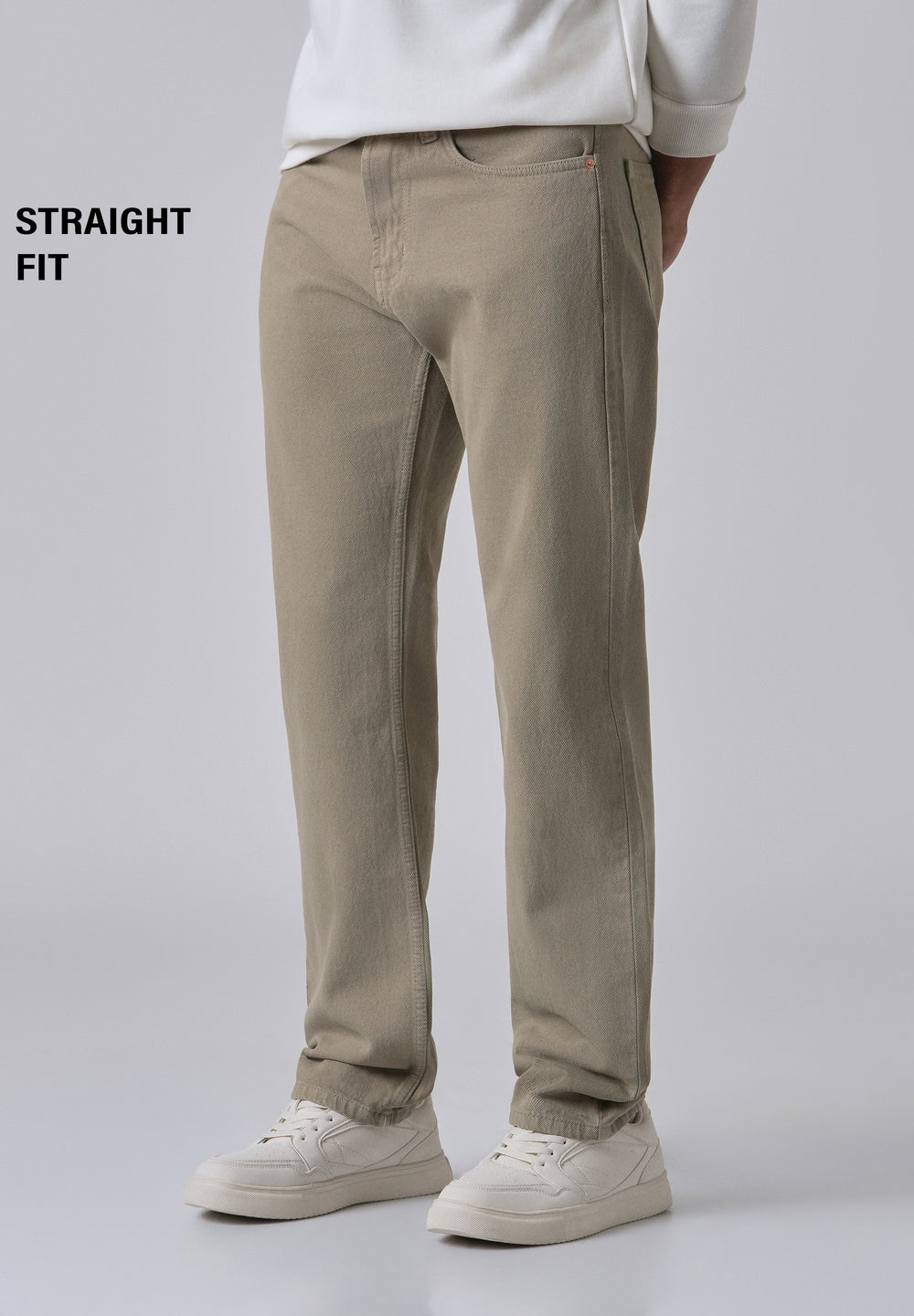 Khaki Green Straight Fit Denim