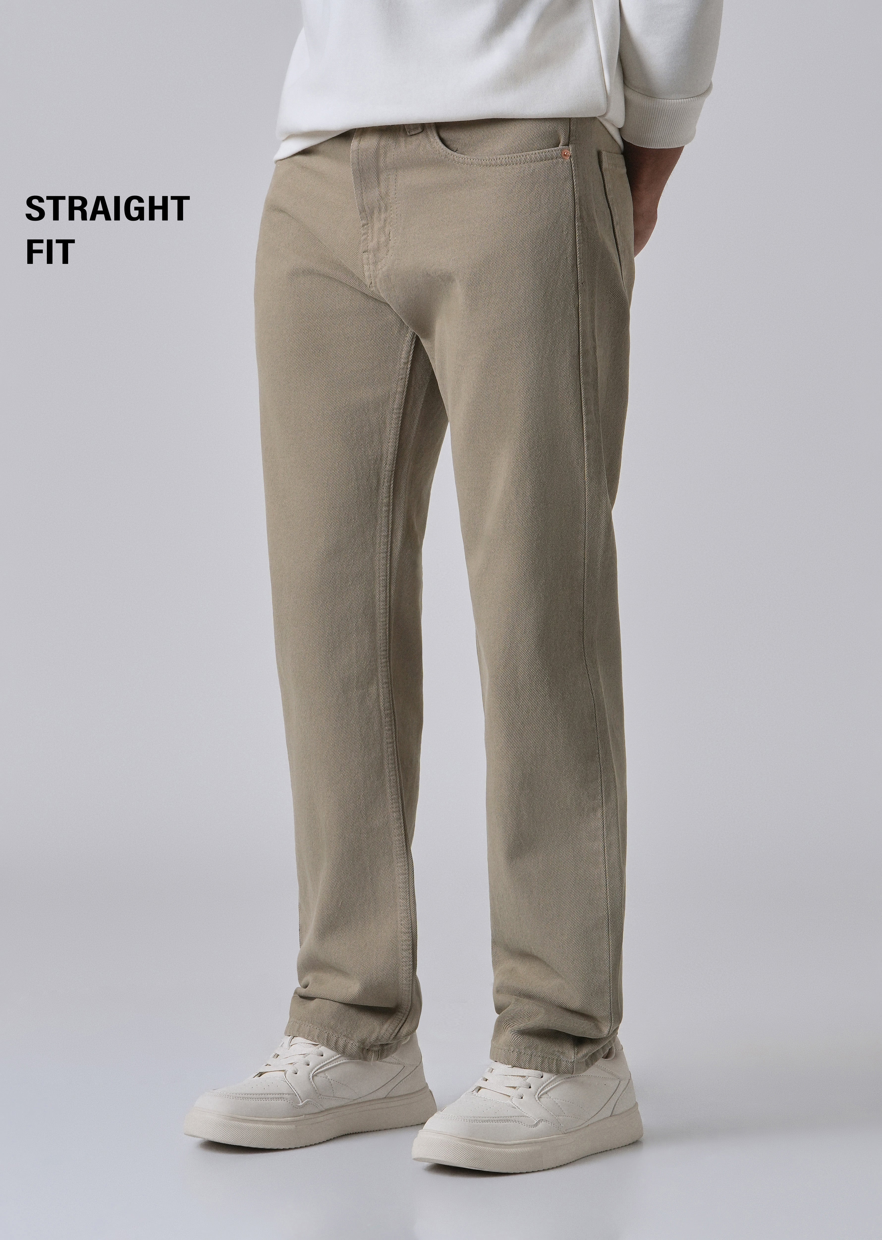Khaki Green Straight Fit Denim