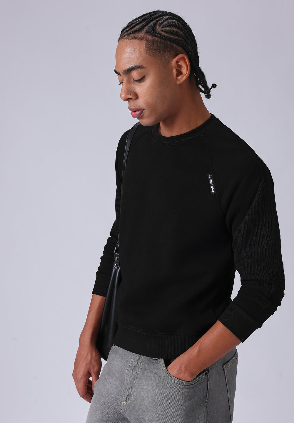 Knit Cut and Sew Black Sweatshirt