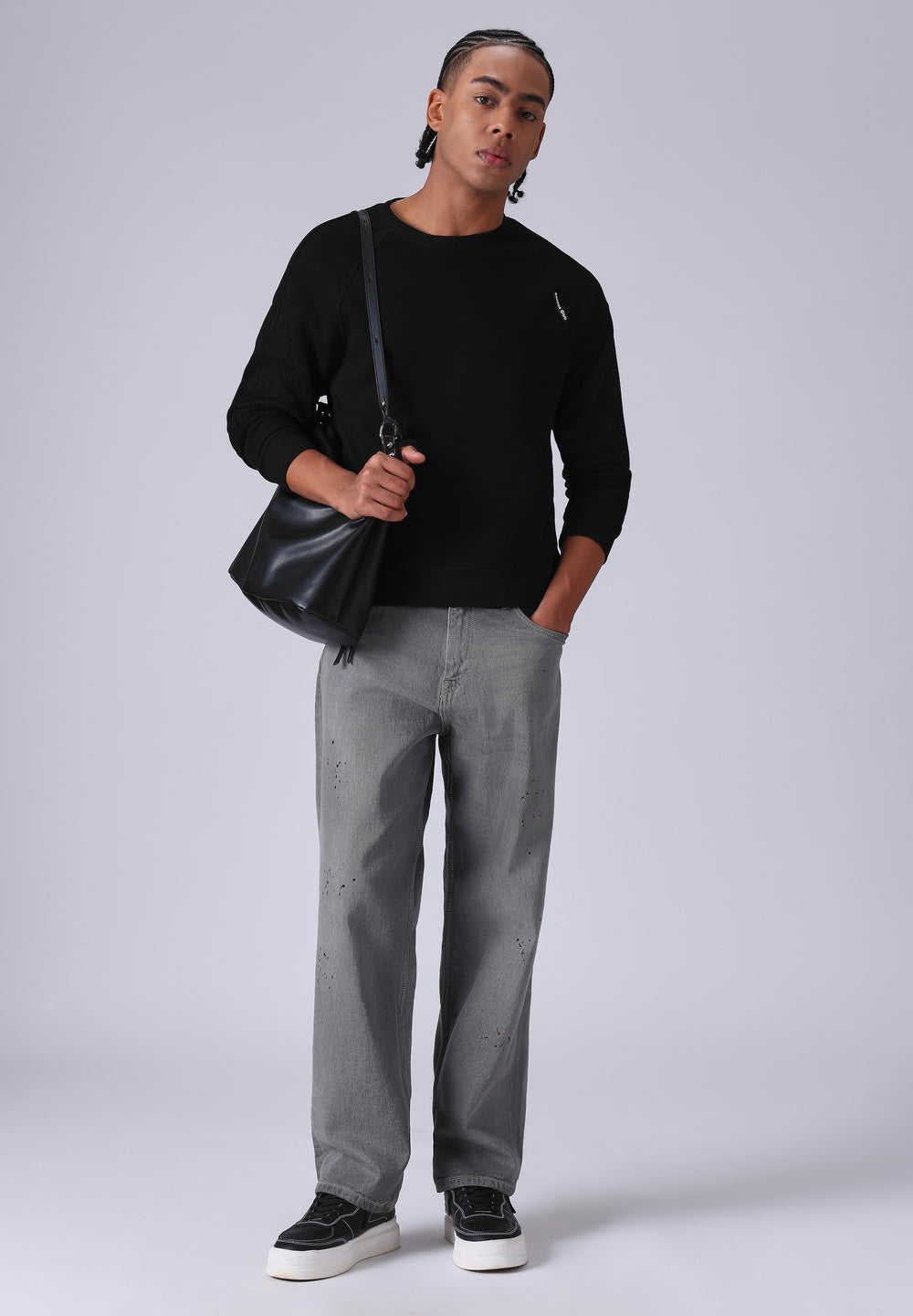 Knit Cut and Sew Black Sweatshirt