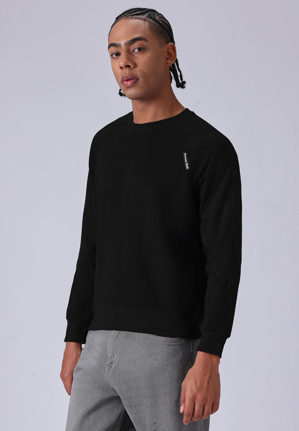 Knit Cut and Sew Black Sweatshirt