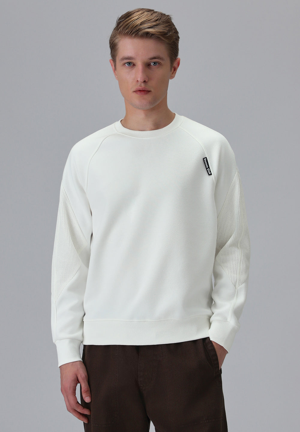 Knit Cut and Sew White Sweatshirt