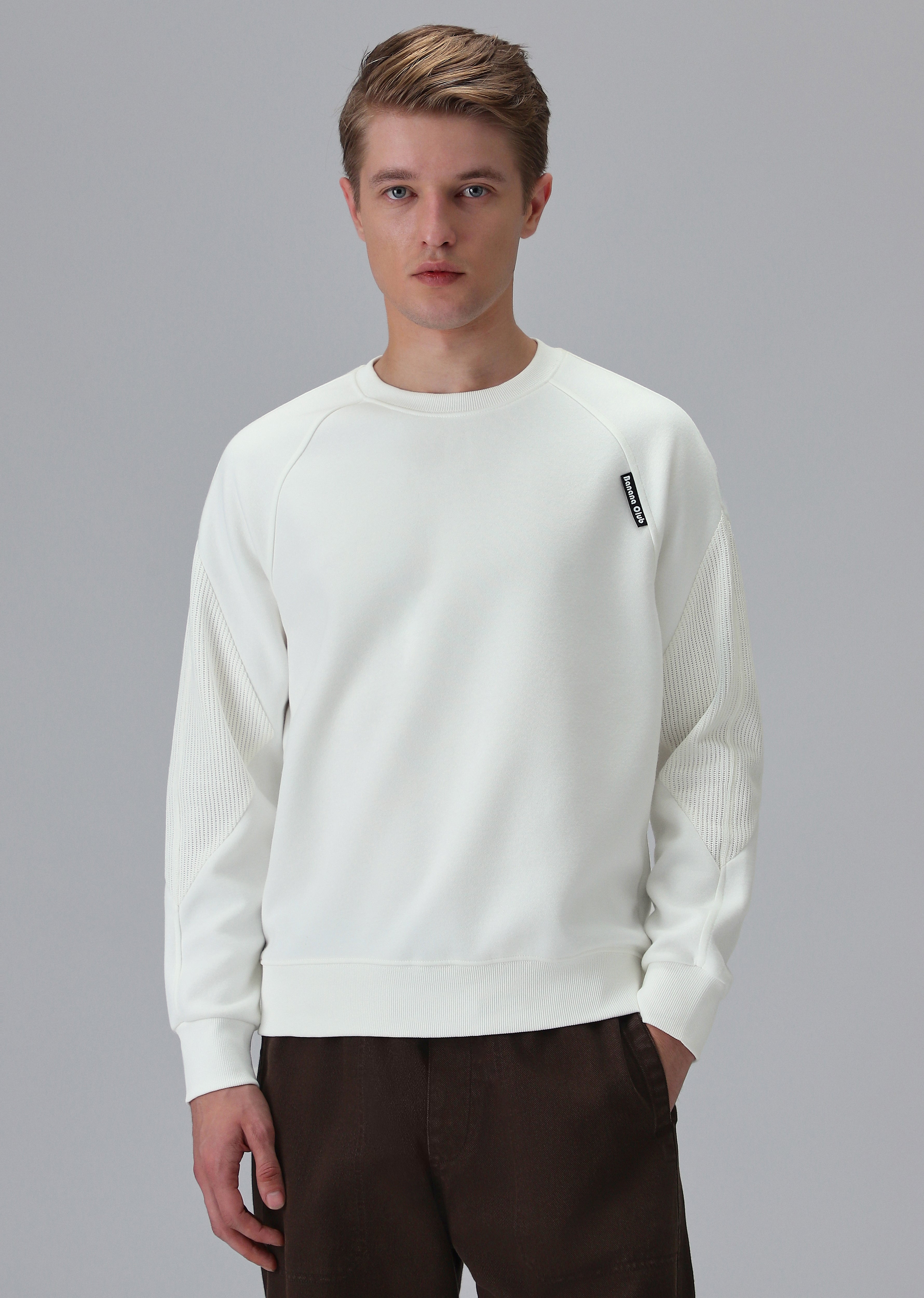 Knit Cut and Sew White Sweatshirt