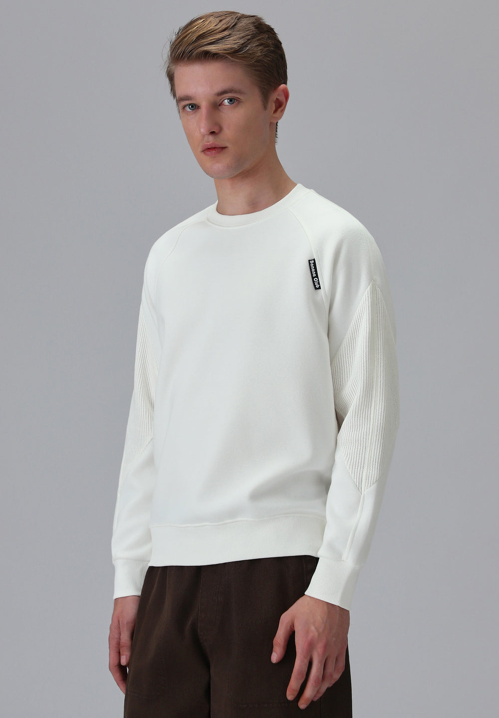 Knit Cut and Sew White Sweatshirt