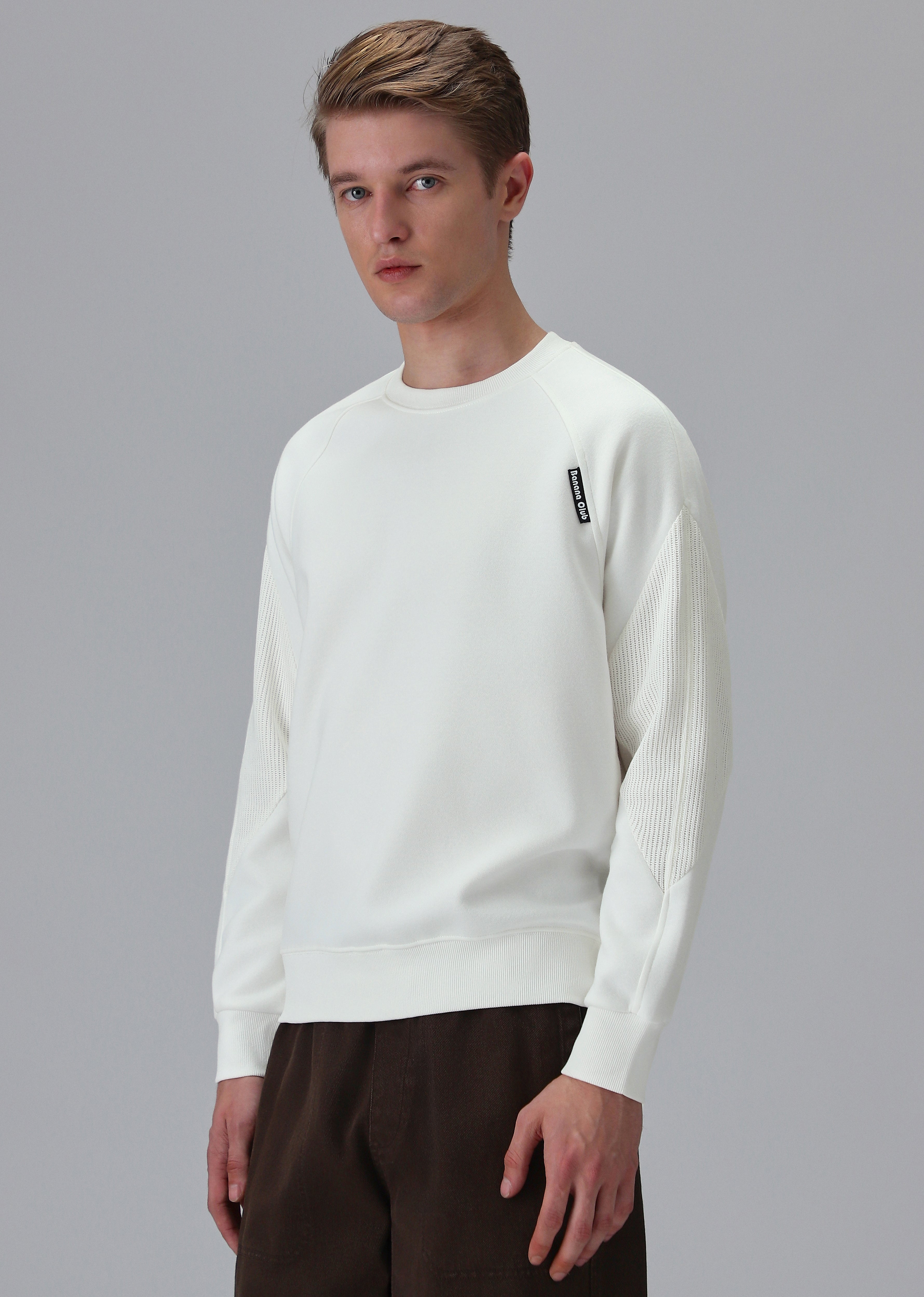 Knit Cut and Sew White Sweatshirt