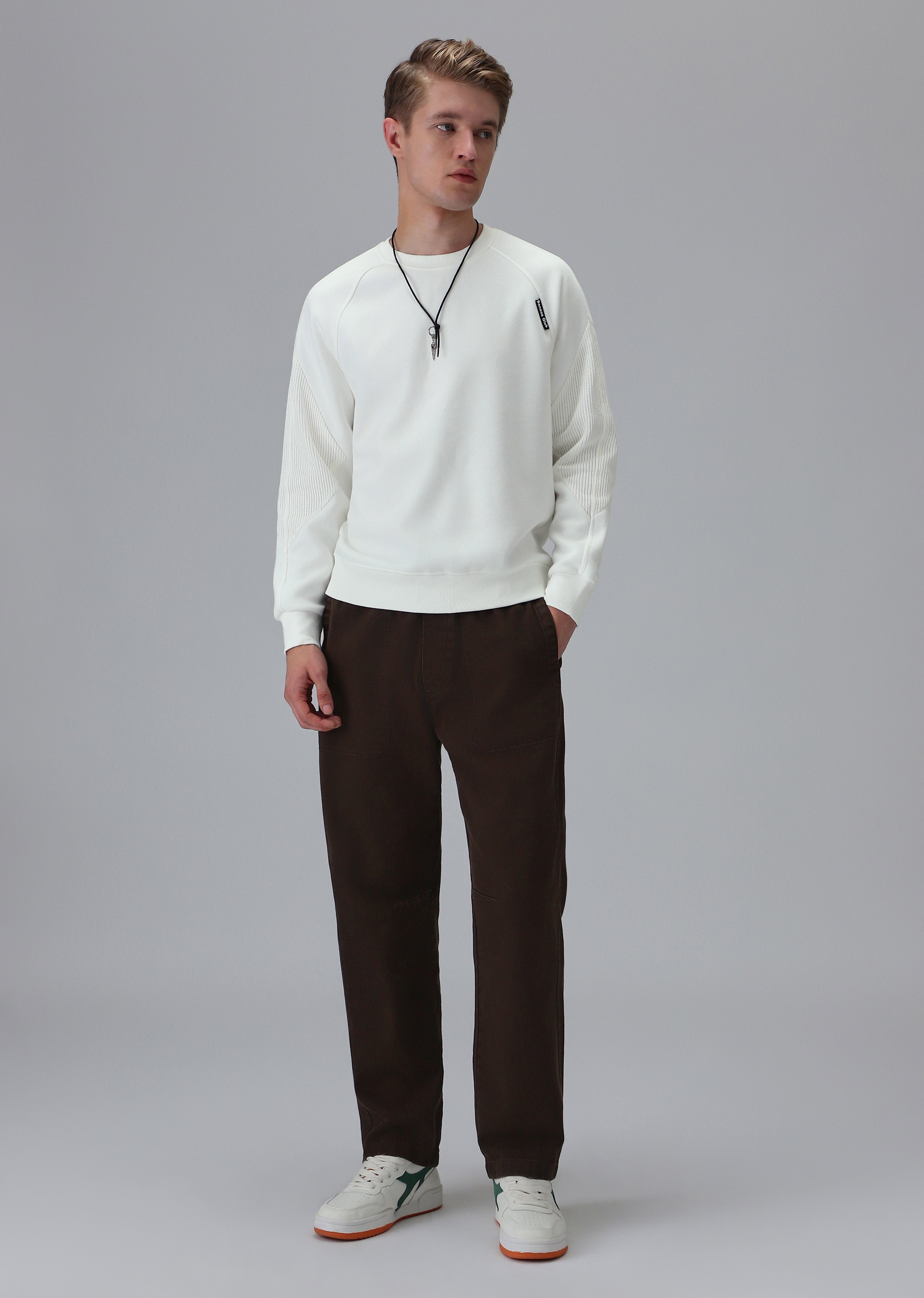 Knit Cut and Sew White Sweatshirt