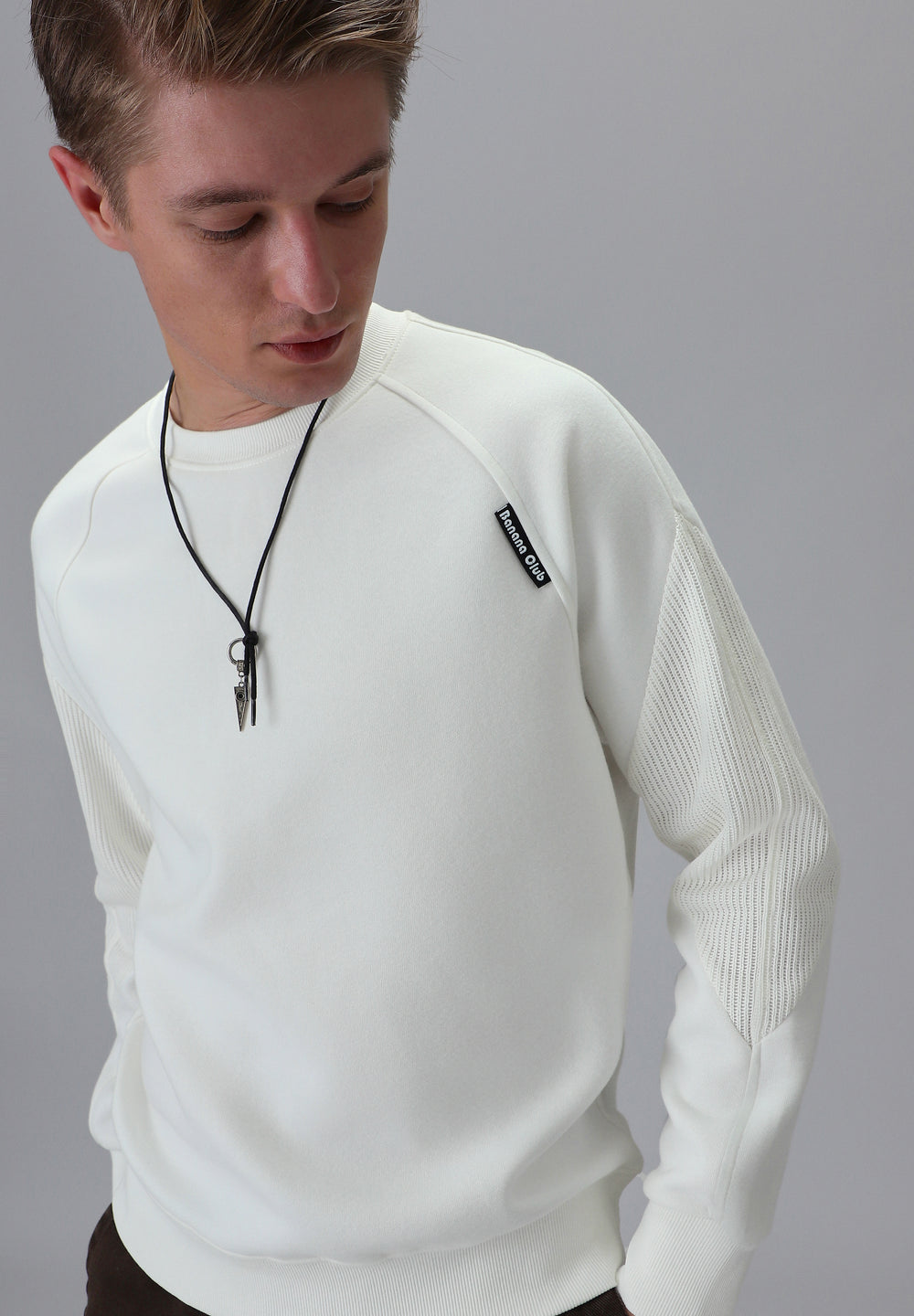 Knit Cut and Sew White Sweatshirt