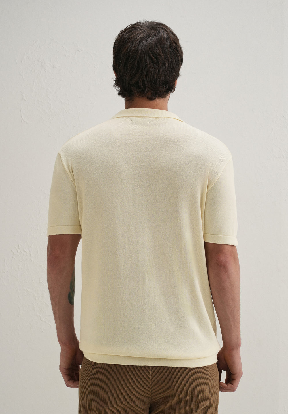 Knitted Cream Polo T-shirt