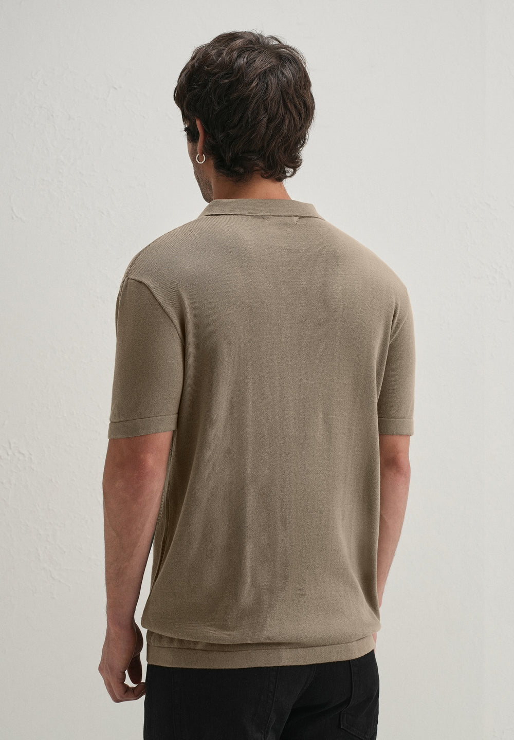 Knitted Taupe Beige Polo T-shirt