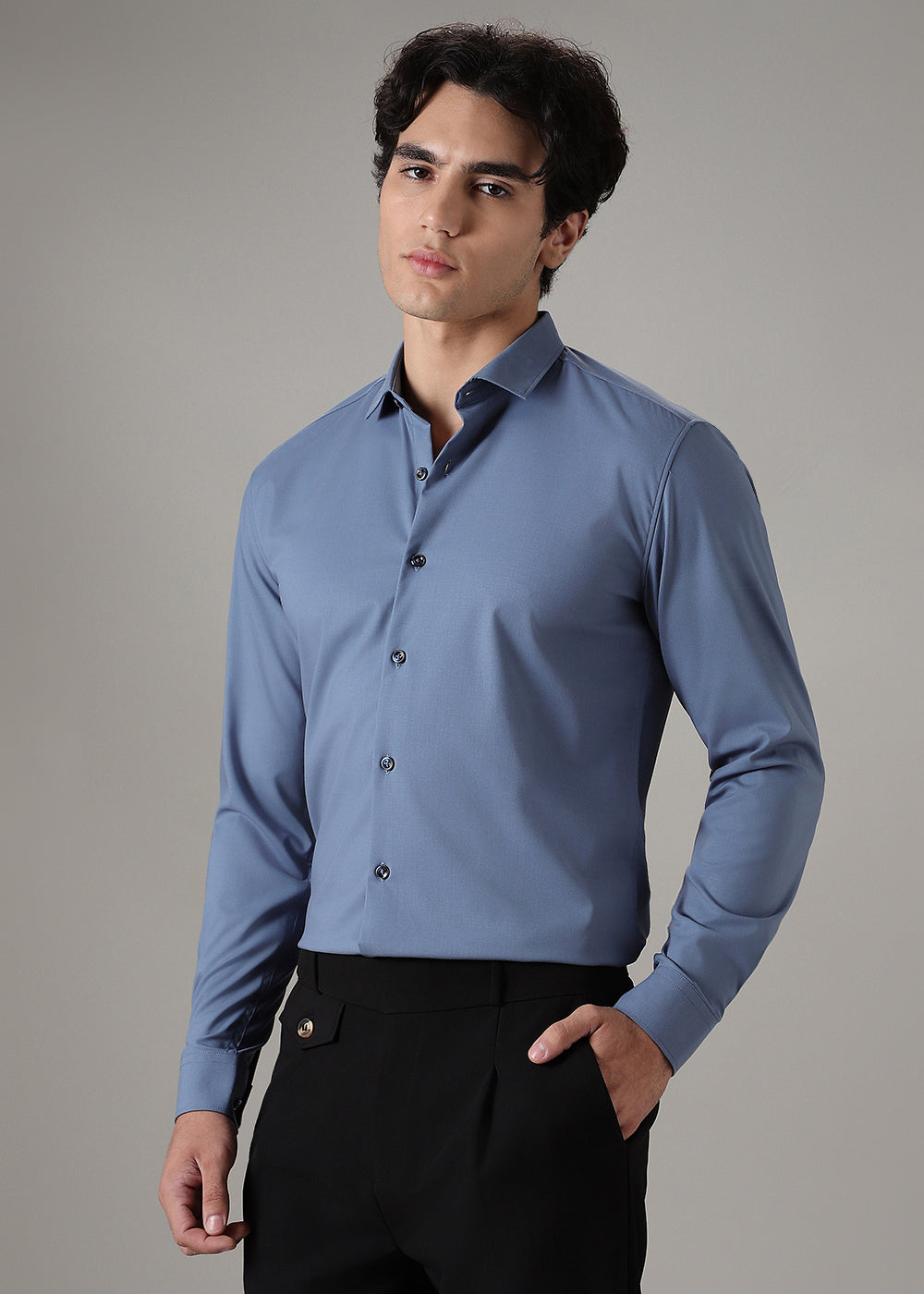 Koi Blue Wrinkle Free Shirt