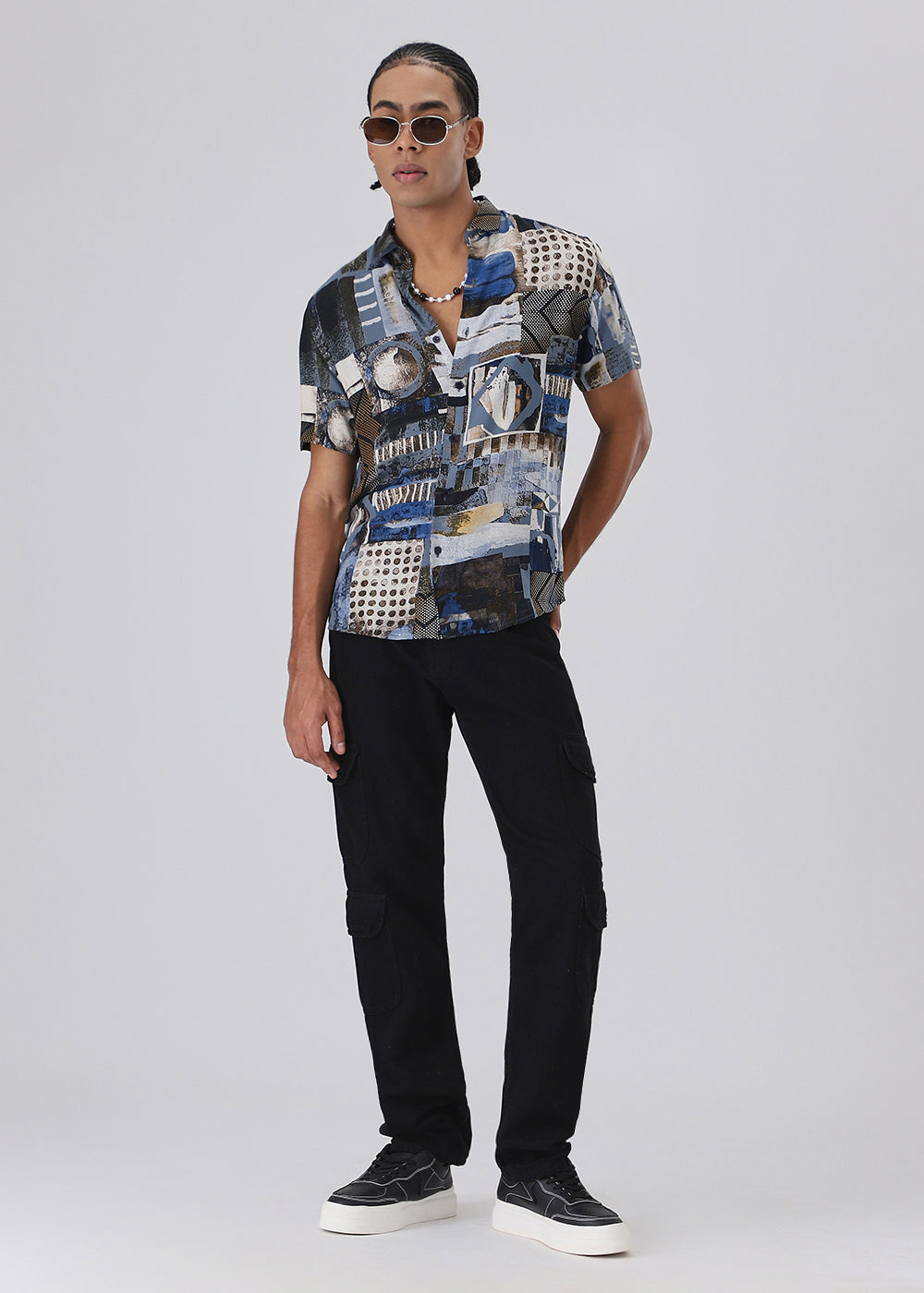 Lattice Blue Feather shirt