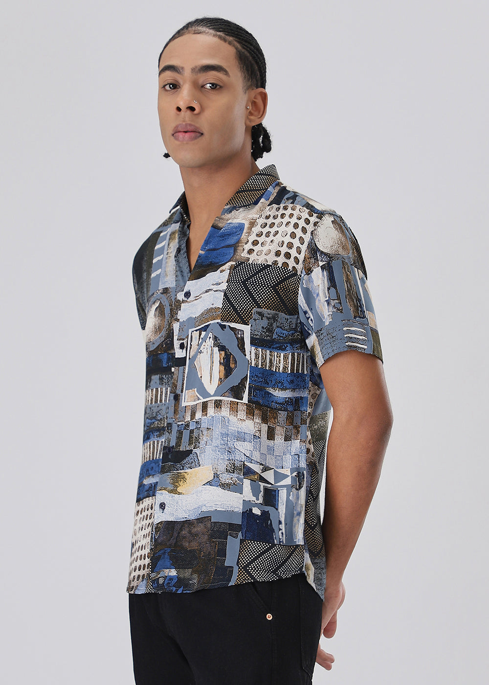 Lattice Blue Feather shirt