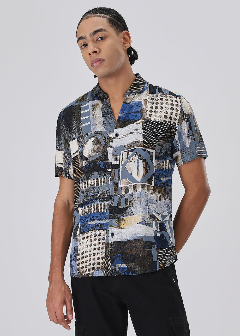 Lattice Blue Feather shirt