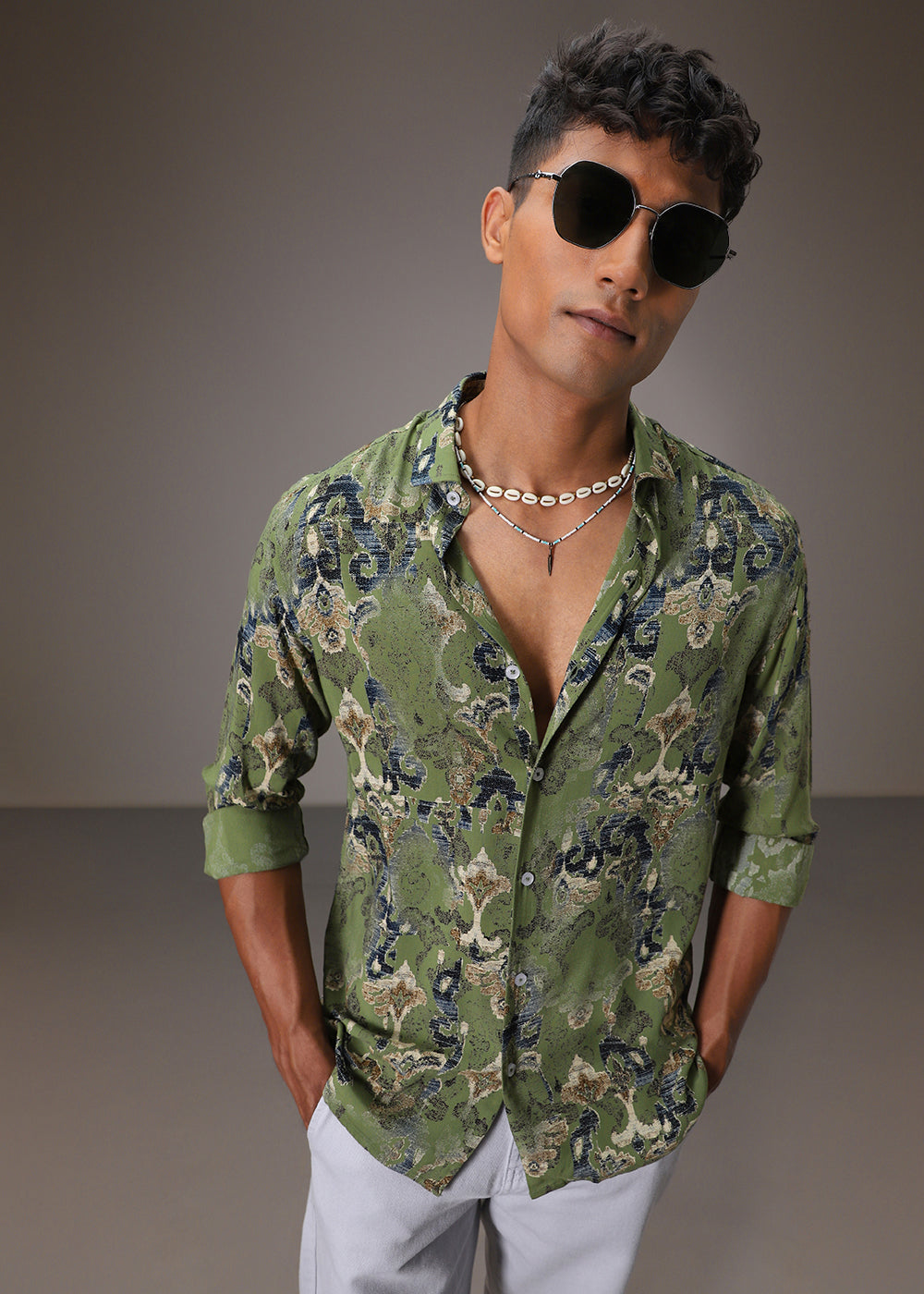 Misty Green Feather Shirt