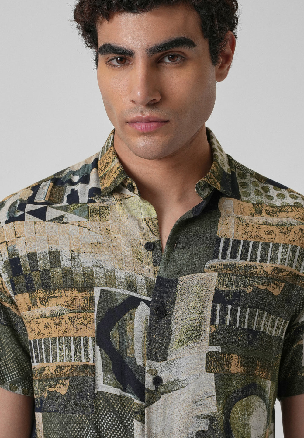Lattice Green Feather shirt